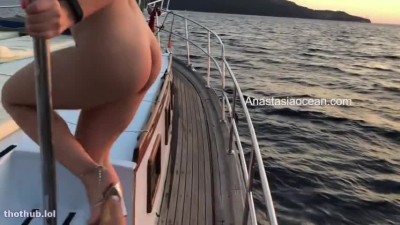 OnlyFans leaked Anastasia Ocean spreads her legs and poses nude on a boat on HDthot