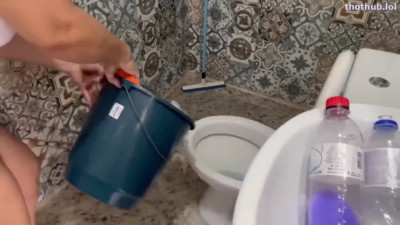 OnlyFans leaked Aloira Praiana Cleaning Bathroom W Pink Thong on HDthot